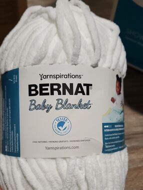 Bernat Baby Blanket Chenille Yarn - color White